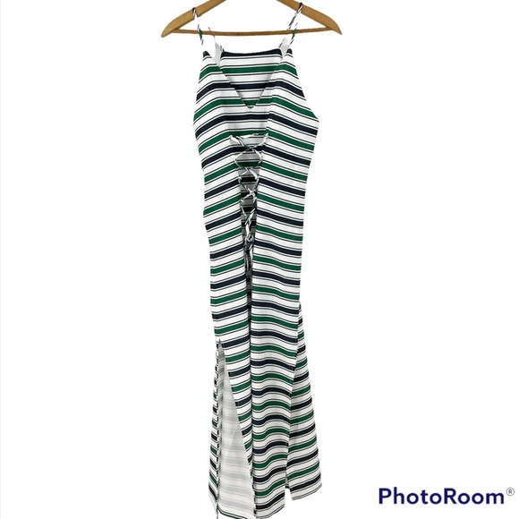 J.O.A. Striped Maxi Dress Side Slits Y2K 90s XS - Picture 6 of 10